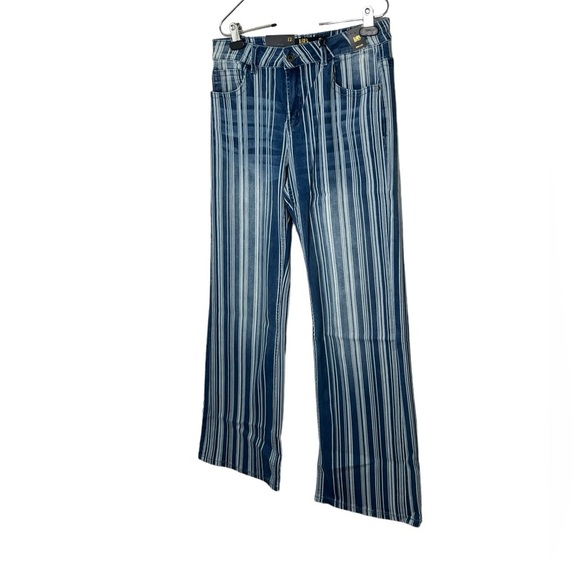 Lucky & Blessed Women’s High Rise Flare Stripe Denim Jeans - Picture 3 of 16